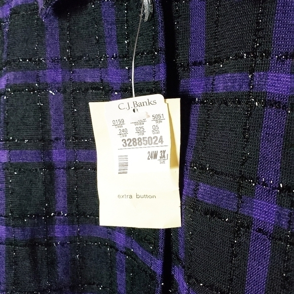 C.J. BANKS shimmer plaid button down top shacket fall 2000s deadstock - Picture 5 of 6